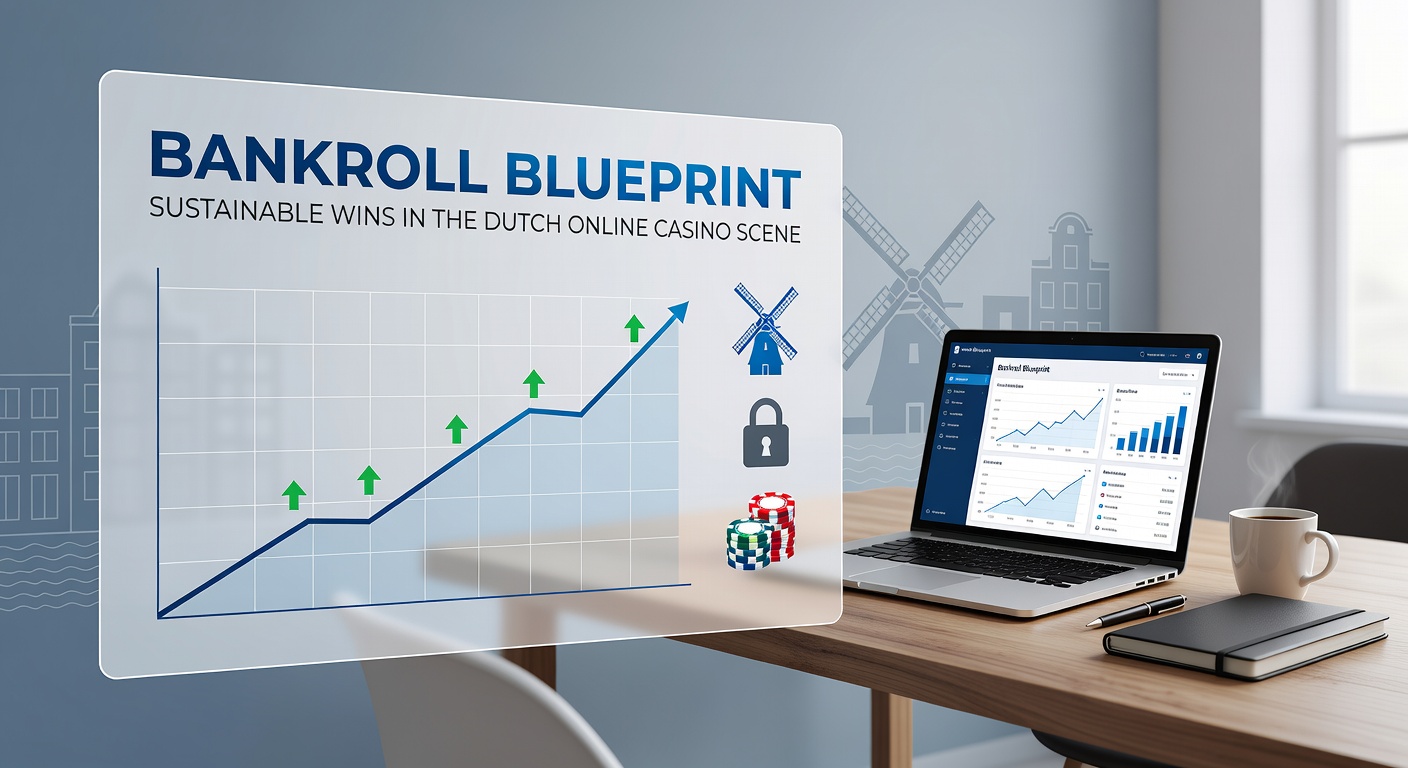 Grafiek met bankroll groeicurve en casino chips op een Nederlandse vlag achtergrond, illustrerend duurzame strategieën voor spelers
