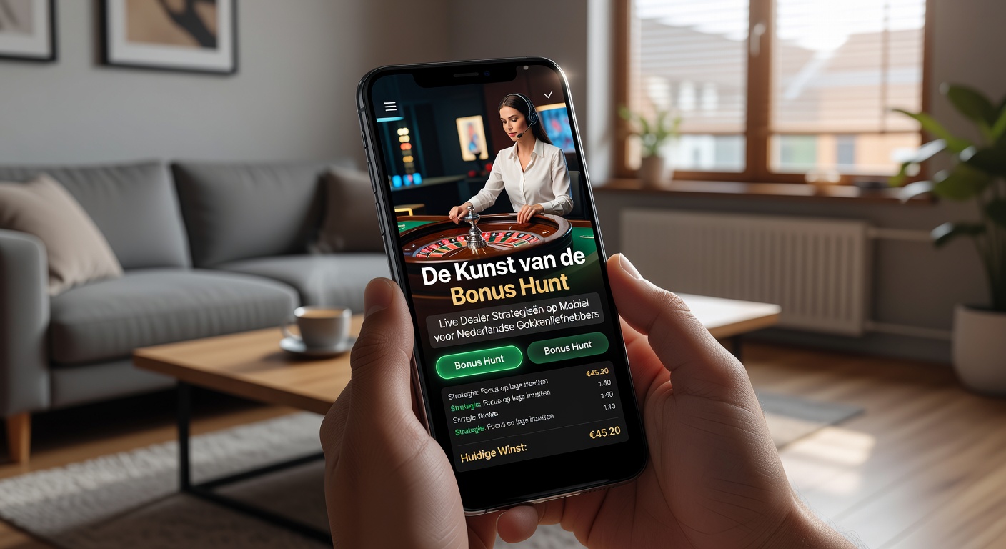 Spannende mobiele live dealer sessie met bonus hunt actie op een smartphone-scherm, typisch voor Nederlandse spelers