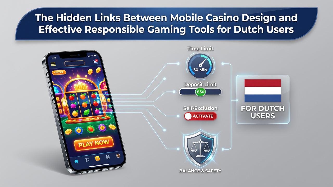 Mobiele casino-interface met ingebouwde tools voor verantwoord spelen zoals sessietimers en limietinstellingen